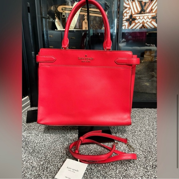 Kate Spade Staci Medium Satchel - Pink Ruby Saffiano Leather - EUC - Picture 2 of 7